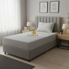 Boreas Home Gri Tek Kişilik Lastikli Çarşaf Seti 100x200 cm Pamuklu Düz Desenli Konforlu