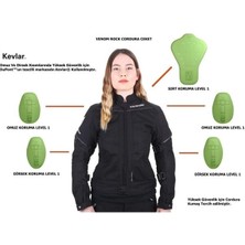 Venom Rock Kadın Motosiklet Ceketi Fileli Yazlık Motorcu Montu Polyester Malzemeden Üretildi