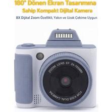 Yüksek Netlik Sunan 8x Dijital Zoom Teknolojili Çocuk Kamerası 180° Dönen Ekran Tasarımına Sahip Kompakt Dijital Kamera Fotoğrafa  Oyun Müzik Bir Arada