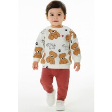 Dinamik çocuk Erkek Bebek 2li Takım | Ayıcık Desenli Sweatshirt + Alt 3-6-9-12AYLIK