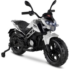 Babyhope 447 Motocross Akülü Motor Çocuk Motoru 12V Beyaz