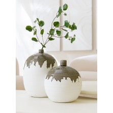 Laromita Decoration Olea Seramik Beyaz Küp / 23,5 cm