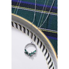 Innuendo 925 Ayar Gümüş Yeşil Baget Taşlı Halka Kolye