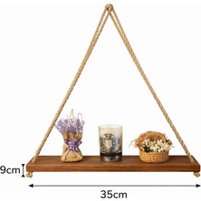 Woodenova Ahşap Halatlı Askılı Duvar Rafı Dekoratif Tekli Raf 35×9 cm – Renk Seçenekli