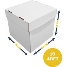 KutuTR 26 x 26 x 15 Pasta Kutusu 10 Adet | Çok Amaçlı Taşıma Kutusu | Yaş Pasta Kutusu Beyaz