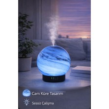 Exenar Hediyelik Dekoratif Cam Küre Gezegen Görünümlü Hava Nemlendirici Uzaktan Kumandalı Aroma Difüzörü Ultrasonik Buhar Makinası 120 ml