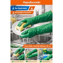 Ery Hegi Nitrosoll Uzun Kollu Bulaşık ve Temizlik Eldiveni 38 cm – Nitril, Su Geçirmez, Kimyasala Dayanıklı (Yeşil)