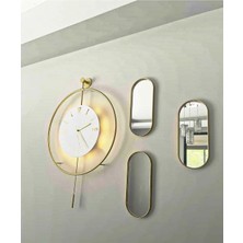 Asel Plast 3 Adet Altın Aden Sunum Tepsisi Duvara Asılabilen Dekoratif Ayna