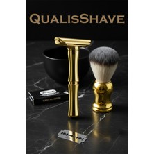 Qualis Q16 Full Metal Manuel Tıraş Makinesi + F10 Fırça + Kase + 5 Adet Platinum Yaprak Jilet