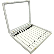 Sezgin Kutu ve Aksesuar Tesbih ve Kolye Kutusu 11 Li Camlı Deri Beyaz