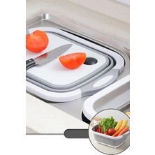 Gampus Katlanabilir Süzgeçli Kesme Tahtası ve Badya Katlanır Kesme Tahtası ve Mutfak Kova