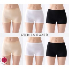 Sea Milano Kadın Boxer Külot 6'lı Pamuklu Likralı Yüksek Bel (Siyah Beyaz Ten Her Renk 2 Adet) Iç Çamaşır