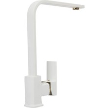 Sardıcı Beyaz Gold Detaylı Kare Mutfak Eviye Bataryası Ağır Gövde Çift Su Girişli 5 Yıl Garanti Sürelidir