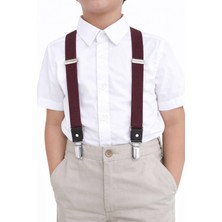 Hapshoe Ayarlanabilir Klipsli Bordo Çocuk Kemer Pantolon Askısı