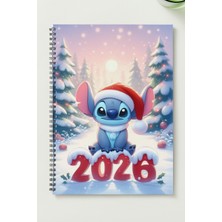 Black-One Stitch 2026 A5 Metal Spiralli Çizgisiz Kalın Bristol Kapak Stitch 2026 Defter