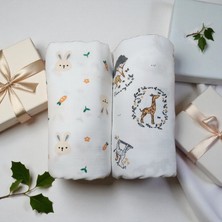 Mrvhome Safari Müslin Bebek Battaniyesi, 2 Adet, Kundak Battaniyesi, Puset Örtüsü