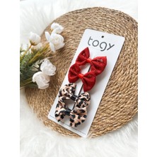 Aysskids Dantel Detaylı ve Leopar Desenli Fiyonk Kız Çocuk Bebek Toka Seti