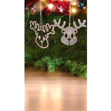 1 Fark - Ahşap Yılbaşı Süsleri - 3'lü Set - Geyik