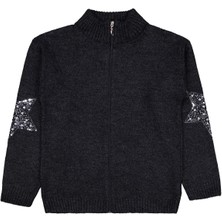 Civil Girls Yıldızlı Taş Baskılı 10-13 Yaş Hırka - Siyah 10-11 Yaş