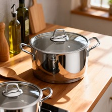 Güral Porselen Güral 20 cm Paslanmaz  Çelik Derin Tencere Metal Kulp