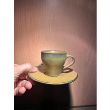 KH Seramik 2 Kişilik Türk Kahve Fincanları Hardal Rengi Şık Hediyelik Sunum