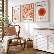 Pam Studio Bauhaus Poster Seti 3’lü | Turuncu Modern Geometrik Desen Duvar Dekoru Tablo