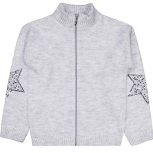 Civil Girls Yıldızlı Taş Baskılı 10-13 Yaş Hırka - Gri 11-12 Yaş