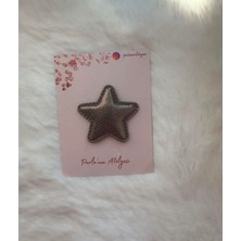 Parla'nın Atölyesi 0-3 Yaş Az Saçlı ve Saçsız Bebek Tokası Gri Yıldız