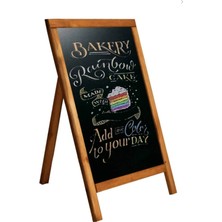 Woodenova Doğal Ahşap Ayaklı Kara Tahta Menü Panosu 99X50 cm – Tek Yüzlü