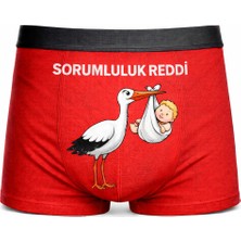 Onudabunuda Baskılı Erkek Boxer Sorumluluk Reddi Desenli Komik Eğlenceli Pamuklu Rahat Kesim Kırmızı Siyah