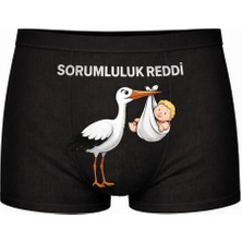 Onudabunuda Baskılı Erkek Boxer Sorumluluk Reddi Desenli Komik Eğlenceli Pamuklu Rahat Kesim Kırmızı Siyah