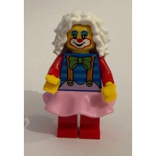 Orjinal LEGO Minifigür Female Clown White Hair Pink Skirt