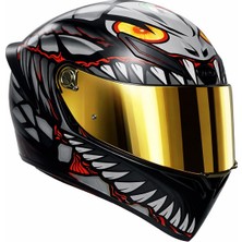 Agv Kask/k1 S E2206 Lyzard Matt Black Grey Red Configuration-Gold Vizör