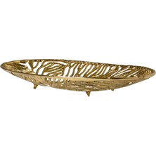 Lara Decor Gold Döküm Desenli Ayaklı Tabak