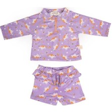 Miela Kids Uv Korumalı Alt Üst Kız Bebek Set - Rainbow Unicorn Lilac