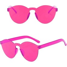 Hopinip Sert Mika Oval Şekilli Çerçevesiz Fuşya Gözlük Retro Parti 5X14 cm - Lisinya