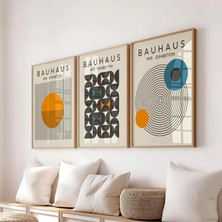 Pam Studio Bauhaus Poster Seti 3’lü | Sarı, Turuncu ve Mavi Geometrik Çizimli Modern Duvar Dekoru