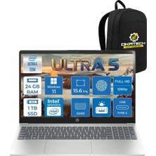 Hp Laptop Intel Core Ultra 5 225U 24 GB Ddr5 1 Tb SSD  Fhd IPS 300NIT Wın 11 Home Taşınabilir Bilgisayar CK6C5EA+OKATECH Çanta