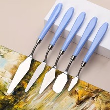 Modellino 5'li Metal Spatula Resim Spatulası Yağlı Boya Akrilik Boya, Tuval Için Painting Knife