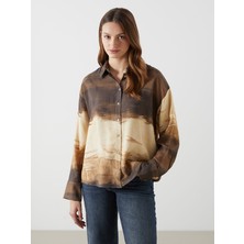 Lc Waikiki Yeni Sezon Desenli Oversize Saten Kadın Gömlek