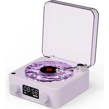 Hatıra Kutusu Waves Nostalji Plak Görünümlü Bluetooth Hoparlör 3D Ses Dalgası Retro Müzik Plak Mor - Lisinya