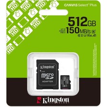 Binbir Göz Bilgisayar Kıngston Canvas Select Plus 512GB Mıcro Sdhc CLASS10 150MB/S Hafıza Kartı SDCS3/512GB