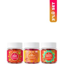 Vita Manner Hello Happy & Hsn Glow Up & Womens Multi – 3’lü Gummy Çiğnenebilir Vitamin Seti