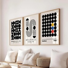 Pam Studio Bauhaus Siyah Beyaz Geometrik Çizgi Poster Seti – Minimalist Modern 3’lü Tablo