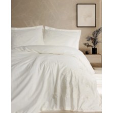 LTG Nova 3D Nakışlı Çift Kişilik Saten Nev Takımı Chic Ekru