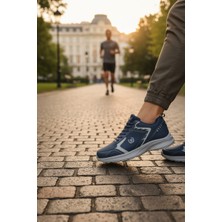 Enoch Erkek Lacivert Cilt Spor Ayakkabı - Hafif Taban Koşu ve Yürüyüş Sneaker
