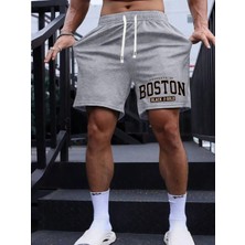 Punix Punıx Büyük Beden Özel Seri Boston Baskılı %100 Pamuk Çift Cep Yeni Sezon Erkek Battal Bermuda Şort
