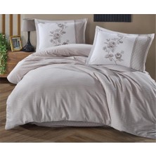 LTG Nova Butik Serisi Çizgili Ranforce Çift Kişilik Nev Takımı Suave V6 Açık Gri