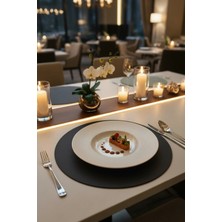 Morika Hotel & Home Textile Suni Deri 6'lı Yuvarlak Amerikan Servisi Seti / Ø 32 cm - 32X32CM - Siyah