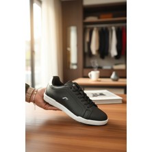 Enoch Erkek Siyah Beyaz Tabanlı Günlük Spor Ayakkabı - Rahat Kalıp Court Sneaker